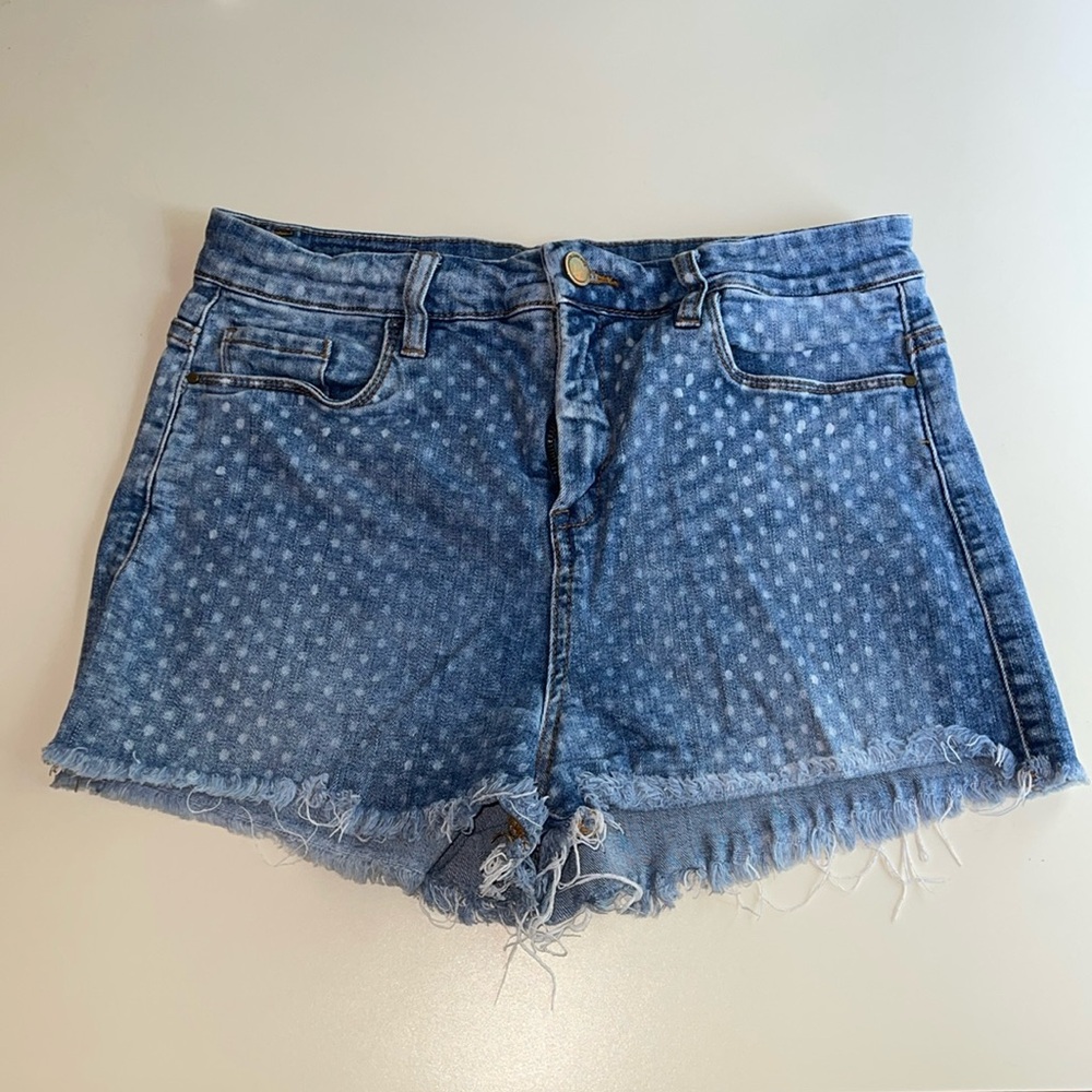 Blank NYC Toxicity Polka Dot High Waisted Denim Short